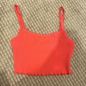 small-4 crop top ruffle bottom -pink Shein
